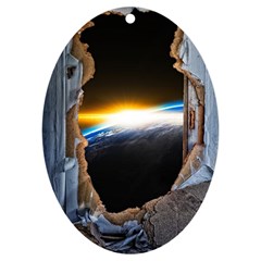 Door Breakthrough Door Sunburst Uv Print Acrylic Ornament Oval by Amaryn4rt