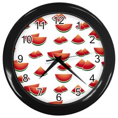 Summer Watermelon Pattern Wall Clock (black) by Dutashop