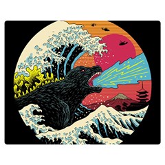 Retro Wave Kaiju Godzilla Japanese Pop Art Style Premium Plush Fleece Blanket (medium) by Modalart
