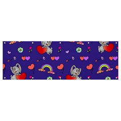 Rabbit Hearts Texture Seamless Pattern Banner And Sign 12  X 4  by Ravend
