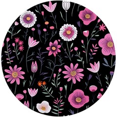 Flowers Pattern Uv Print Round Tile Coaster by Ravend
