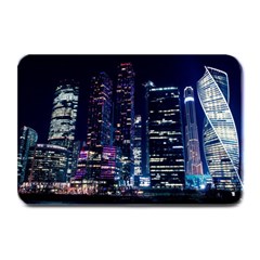 Black Building Lighted Under Clear Sky Plate Mats by Modalart