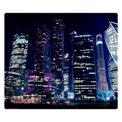 Black Building Lighted Under Clear Sky Two Sides Premium Plush Fleece Blanket (small) by Modalart