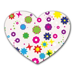 Floral Colorful Background Heart Mousepad by Grandong