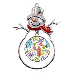 Flowers Spring Background Wallpaper Metal Snowman Ornament by Grandong