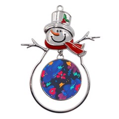 Patterns Rosebuds Metal Snowman Ornament by Ndabl3x