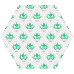 Plant Pattern Green Leaf Flora Wooden Puzzle Hexagon by Sarkoni
