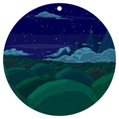 Adventure Time Cartoon Night Green Color Sky Nature Uv Print Acrylic Ornament Round by Sarkoni
