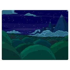Adventure Time Cartoon Night Green Color Sky Nature Premium Plush Fleece Blanket (extra Small) by Sarkoni