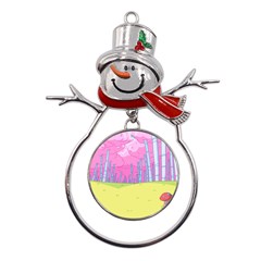 Red Mushroom Animation Adventure Time Cartoon Multi Colored Metal Snowman Ornament by Sarkoni