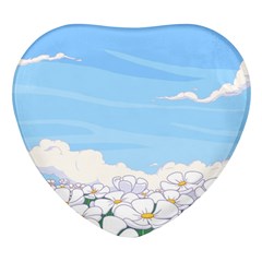 White Petaled Flowers Illustration Adventure Time Cartoon Heart Glass Fridge Magnet (4 Pack) by Sarkoni