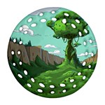 Adventure Time Cartoon Green Color Nature  Sky Ornament (Round Filigree) Front