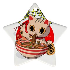 Ramen Cat Noodles Cute Japanes Star Ornament (two Sides) by Modalart