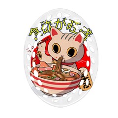 Ramen Cat Noodles Cute Japanes Oval Filigree Ornament (two Sides) by Modalart