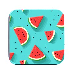 Watermelon Fruit Slice Square Metal Box (black) by Bedest