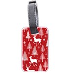 Christmas Tree Deer Pattern Red Luggage Tag (two sides) Front