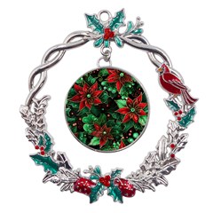 Flower Floral Pattern Christmas Metal X mas Wreath Holly Leaf Ornament by Ravend