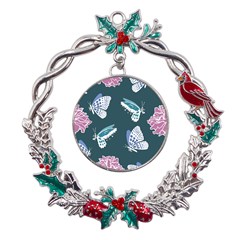 Butterfly Pattern Dead Death Rose Metal X mas Wreath Holly Leaf Ornament by Ravend