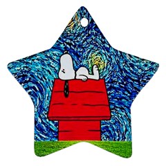 Cartoon Dog Starry Night Van Gogh Parody Ornament (star) by Modalart