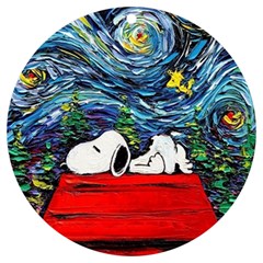 Dog House Vincent Van Gogh s Starry Night Parody Uv Print Acrylic Ornament Round by Modalart