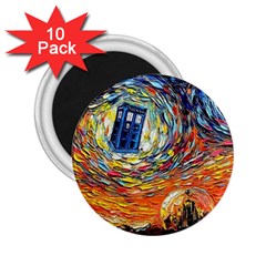 Tardis Starry Night Doctor Who Van Gogh Parody 2 25  Magnets (10 Pack)  by Modalart
