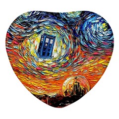Tardis Starry Night Doctor Who Van Gogh Parody Heart Glass Fridge Magnet (4 Pack) by Modalart