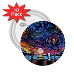 Cartoon Dog Vincent Van Gogh s Starry Night Parody 2.25  Buttons (10 pack)  Front