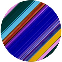 Color Lines Slanting Green Blue Uv Print Round Tile Coaster by Pakjumat