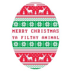 Merry Christmas Ya Filthy Animal Uv Print Acrylic Ornament Oval by Pakjumat