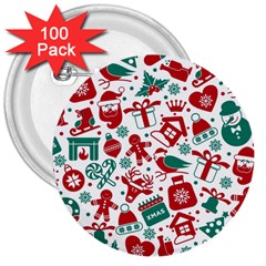 Background Vector Texture Christmas Winter Pattern Seamless 3  Buttons (100 Pack)  by Pakjumat