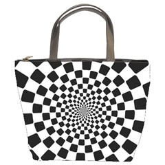 Geomtric Pattern Illusion Shapes Bucket Bag by Pakjumat