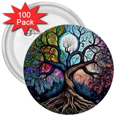 Tree Colourful 3  Buttons (100 Pack)  by Pakjumat