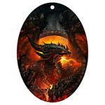 Dragon Fire Fantasy Art UV Print Acrylic Ornament Oval Front