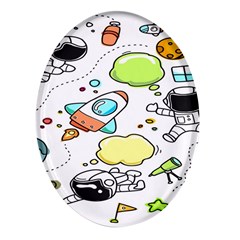 Sketch Cartoon Space Set Oval Glass Fridge Magnet (4 Pack) by Hannah976