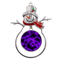 Purple Pattern Background Structure Metal Snowman Ornament by Hannah976