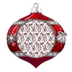 Signs Of Christmas Time  Metal Snowflake And Bell Red Ornament by ConteMonfrey