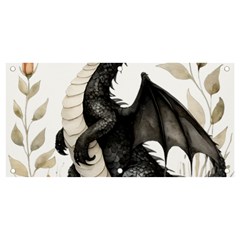 Cute Black Baby Dragon Flowers Painting (2) Banner And Sign 4  X 2  by 1xmerch