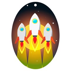 Rocket Take Off Missiles Cosmos Uv Print Acrylic Ornament Oval by Sarkoni