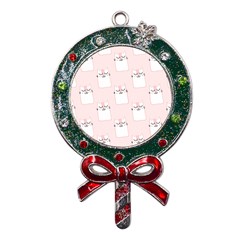 Pattern Pink Cute Sweet Fur Cats Metal X mas Lollipop With Crystal Ornament by Sarkoni