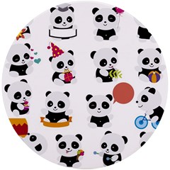 Playing Pandas Cartoons Uv Print Round Tile Coaster by Apen