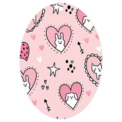 Cartoon Cute Valentines Day Doodle Heart Love Flower Seamless Pattern Vector Uv Print Acrylic Ornament Oval by Apen