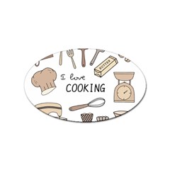 I Love Cooking Baking Utensils Knife Sticker (oval) by Apen
