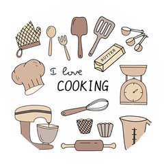 I Love Cooking Baking Utensils Knife Wooden Puzzle Round by Apen