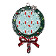 Christmas Pattern Metal X mas Lollipop With Crystal Ornament by Apen