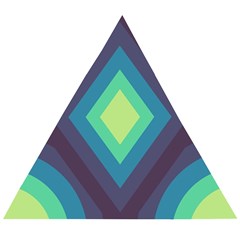 Pattern Blue Green Retro Design Wooden Puzzle Triangle by Ravend
