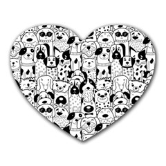Seamless Pattern With Black White Doodle Dogs Heart Mousepad by Grandong