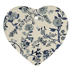 Blue Vintage Background, Blue Roses Patterns, Retro Ornament (heart) by nateshop