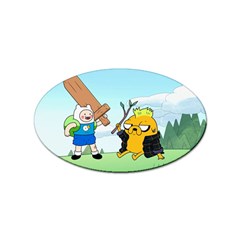 Adventure Time Finn And Jake Cartoon Network Parody Sticker (oval) by Sarkoni