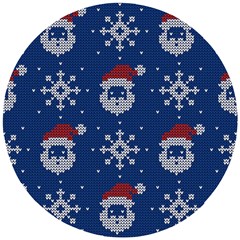 Santa Clauses Wallpaper Wooden Puzzle Round by artworkshop