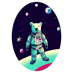 Bear Astronaut Futuristic Uv Print Acrylic Ornament Oval by Bedest